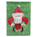 Christmas Santa Fleur de lis on Faux Burlap House Flag 28x40 Porch Sleeve Pole Decorative Outside Yard Banner Artwork Wall Hanging, Polyester