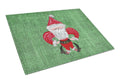 Christmas Santa Fleur de lis on Faux Burlap Cutting Board Tempered Glass Kitchen Cutting Surface, Heat Resistant Chopping, Non-Slip Feet, Food Prep & Serving