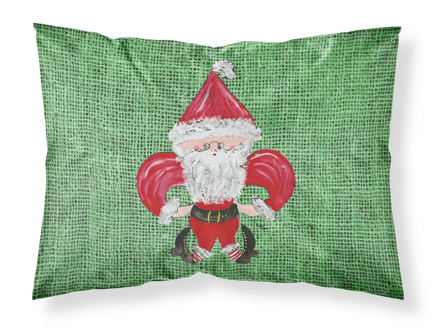 Christmas Santa Fleur de lis on Faux Burlap Standard Pillowcase Lightweight Super Soft Easy Care Decorative Artwork Pillowcase, Standard