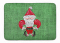 Christmas Santa Fleur de lis on Faux Burlap Memory Foam Kitchen Mat Machine Washable Anti-Fatigue Cushion Comfort Bath or Kitchen Rug