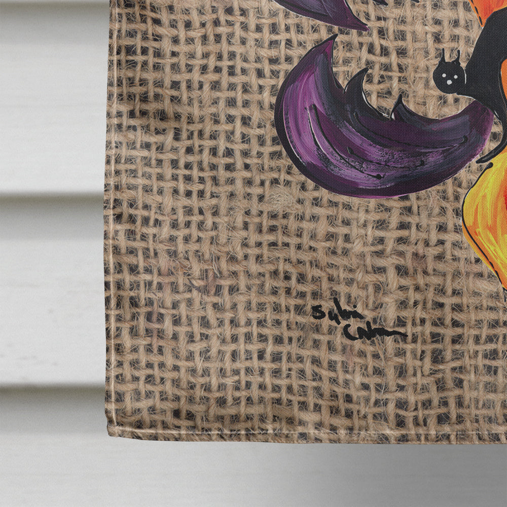 Halloween Pumpkin and Bat Fleur de lis on Faux Burlap House Flag 28x40 Porch Sleeve Pole Decorative Outside Yard Banner Artwork Wall Hanging, Polyester
