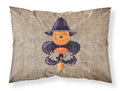 Halloween Pumpkin and Bat Fleur de lis on Faux Burlap Standard Pillowcase Lightweight Super Soft Easy Care Decorative Artwork Pillowcase, Standard