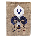 Halloween Ghost Bat and Spider Fleur de lis on Faux Burlap House Flag 28x40 Porch Sleeve Pole Decorative Outside Yard Banner Artwork Wall Hanging, Polyester