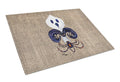 Halloween Ghost Bat and Spider Fleur de lis on Faux Burlap Cutting Board Tempered Glass Kitchen Cutting Surface, Heat Resistant Chopping, Non-Slip Feet, Food Prep & Serving