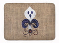 Halloween Ghost Bat and Spider Fleur de lis on Faux Burlap Memory Foam Kitchen Mat Machine Washable Anti-Fatigue Cushion Comfort Bath or Kitchen Rug