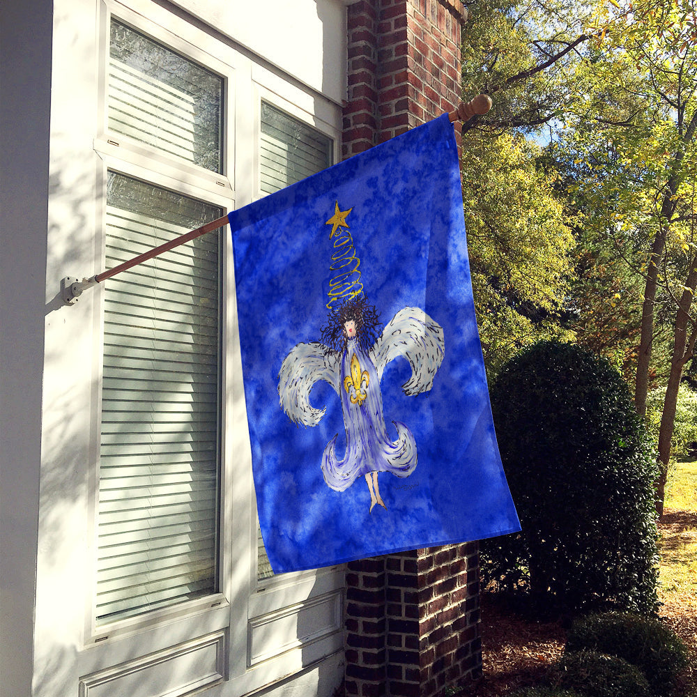 Christmas Angel Fleur de lis  House Flag 28x40 Porch Sleeve Pole Decorative Outside Yard Banner Artwork Wall Hanging, Polyester