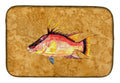 Hog Snapper on Gold Dish Drying Mat Absorbent Dish Drying Mat Pad for Kitchen Counter Dish Drainer Mat for Countertop, 14 x 21", Multicolor