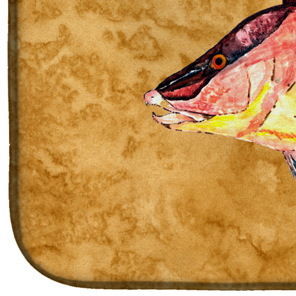 Hog Snapper on Gold Dish Drying Mat Absorbent Dish Drying Mat Pad for Kitchen Counter Dish Drainer Mat for Countertop, 14 x 21", Multicolor