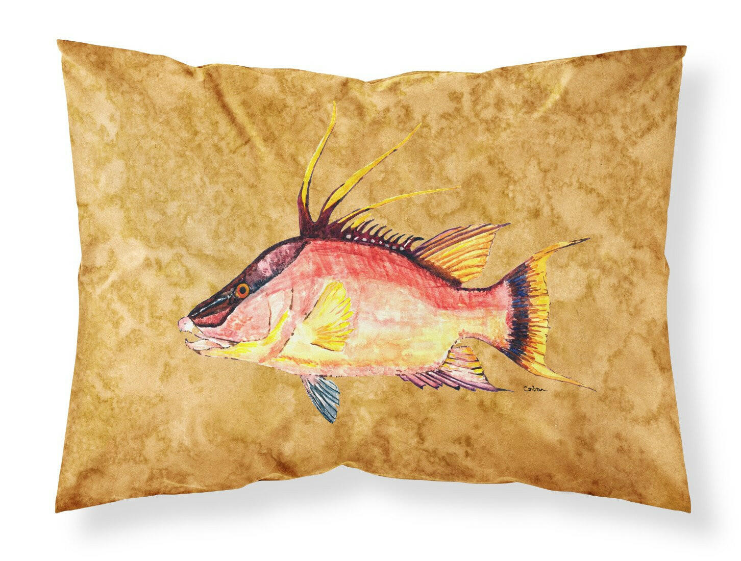 Hog Snapper on Gold Standard Pillowcase Lightweight Super Soft Easy Care Decorative Artwork Pillowcase, Standard