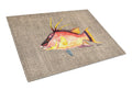 Hog Snapper on Faux Burlap Cutting Board Tempered Glass Kitchen Cutting Surface, Heat Resistant Chopping, Non-Slip Feet, Food Prep & Serving