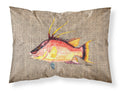 Hog Snapper on Faux Burlap Standard Pillowcase Lightweight Super Soft Easy Care Decorative Artwork Pillowcase, Standard
