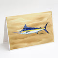 Swordfish on Sandy Beach Greeting Cards Pack of 8 Blank Cards with Envelopes Whimsical A7 Size 5x7