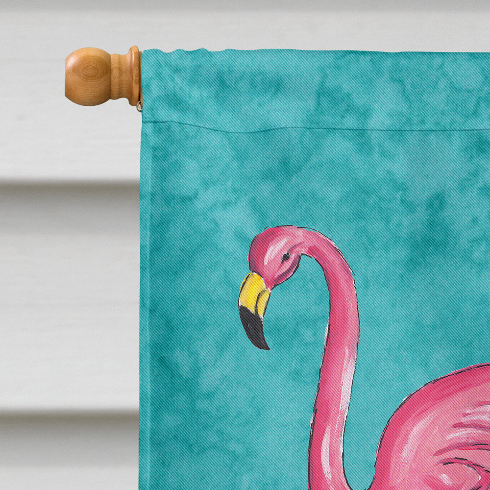 Welcome to the Trailer with Flamingos House Flag 28x40 Porch Sleeve Pole Decorative Outside Yard Banner Artwork Wall Hanging, Polyester