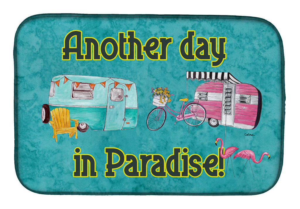 Another Day in Paradise Dish Drying Mat Absorbent Dish Drying Mat Pad for Kitchen Counter Dish Drainer Mat for Countertop, 14 x 21", Multicolor