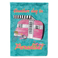 Another Day in Paradise Retro Glamping Trailer House Flag 28x40 Porch Sleeve Pole Decorative Outside Yard Banner Artwork Wall Hanging, Polyester