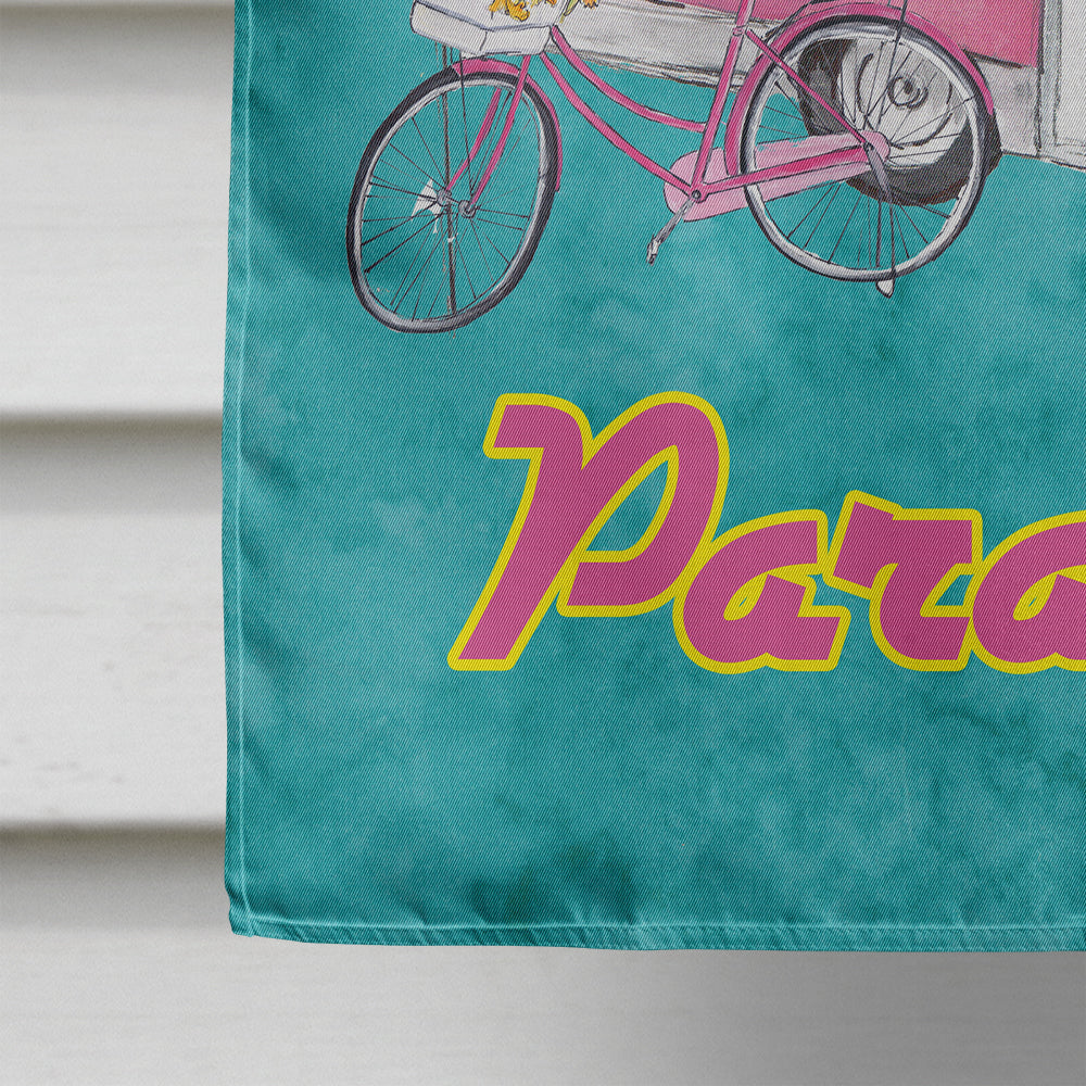 Another Day in Paradise Retro Glamping Trailer House Flag 28x40 Porch Sleeve Pole Decorative Outside Yard Banner Artwork Wall Hanging, Polyester