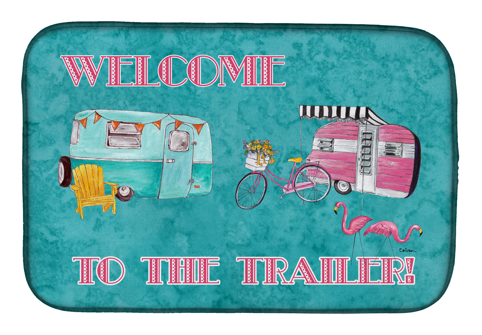 Welcome to the Trailer Dish Drying Mat Absorbent Dish Drying Mat Pad for Kitchen Counter Dish Drainer Mat for Countertop, 14 x 21", Multicolor