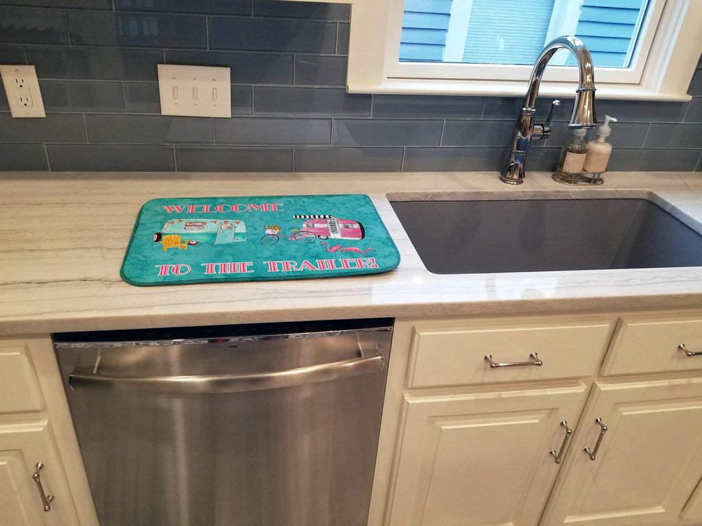 Welcome to the Trailer Dish Drying Mat Absorbent Dish Drying Mat Pad for Kitchen Counter Dish Drainer Mat for Countertop, 14 x 21", Multicolor