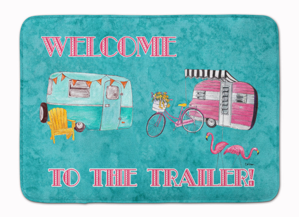 Welcome to the Trailer Memory Foam Kitchen Mat Machine Washable Anti-Fatigue Cushion Comfort Bath or Kitchen Rug