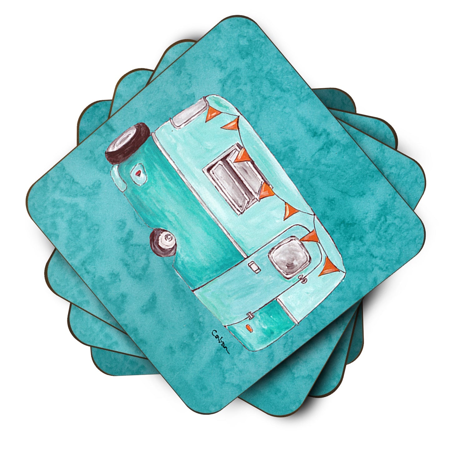 Welcome to the Trailer Foam Coasters Set of 4 Cup Coasters for Indoor Outdoor, Tabletop Protection, Anti Slip, Mouse pad Material
