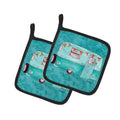 Welcome to the Trailer Pot Holder Set of 2 Heat Resistant Quilted Hot Pads 7.5 x 7.5 Inch, Insulated Kitchen Trivets for Cooking & Baking