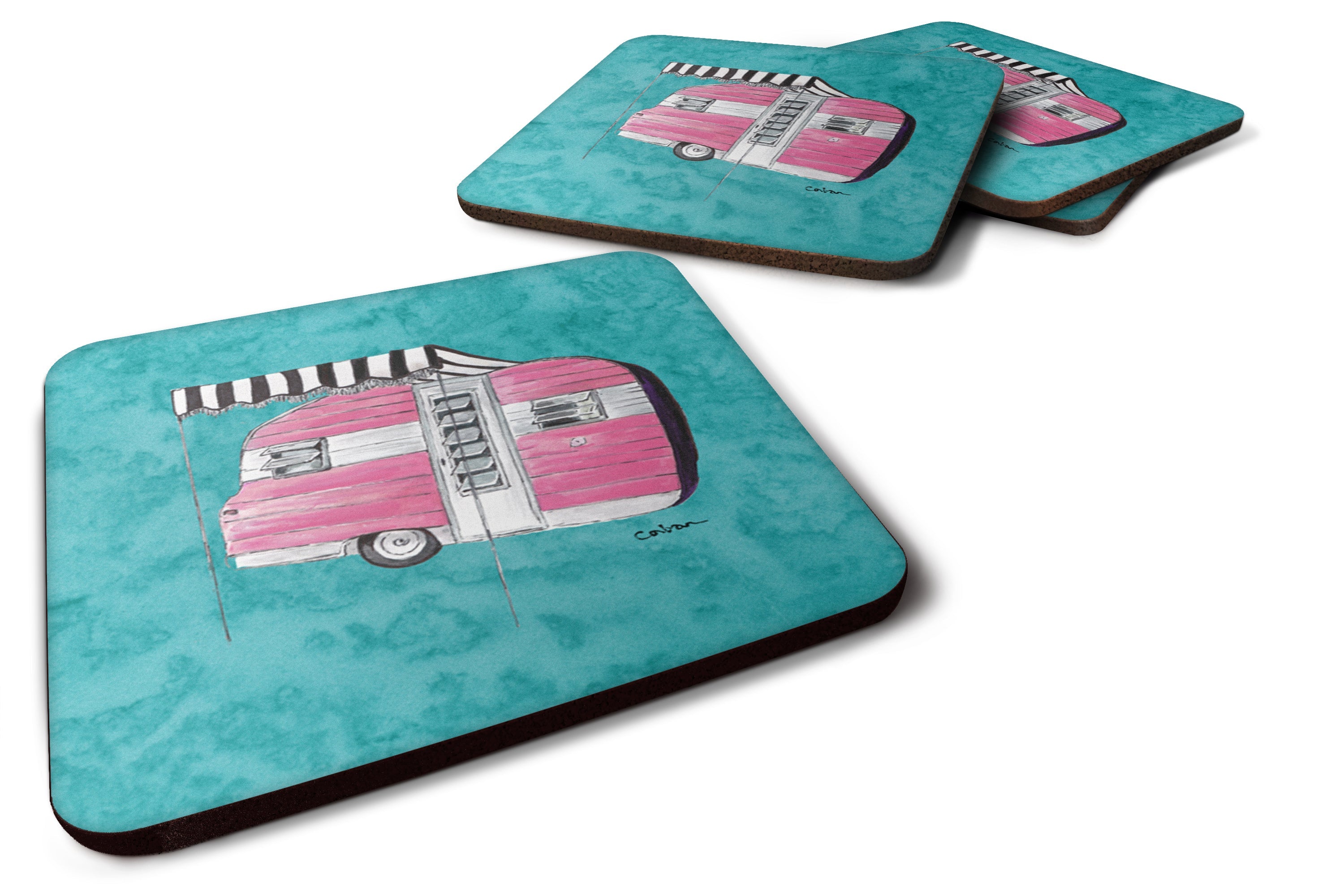 Welcome to the Trailer Foam Coasters Set of 4 Cup Coasters for Indoor Outdoor, Tabletop Protection, Anti Slip, Mouse pad Material