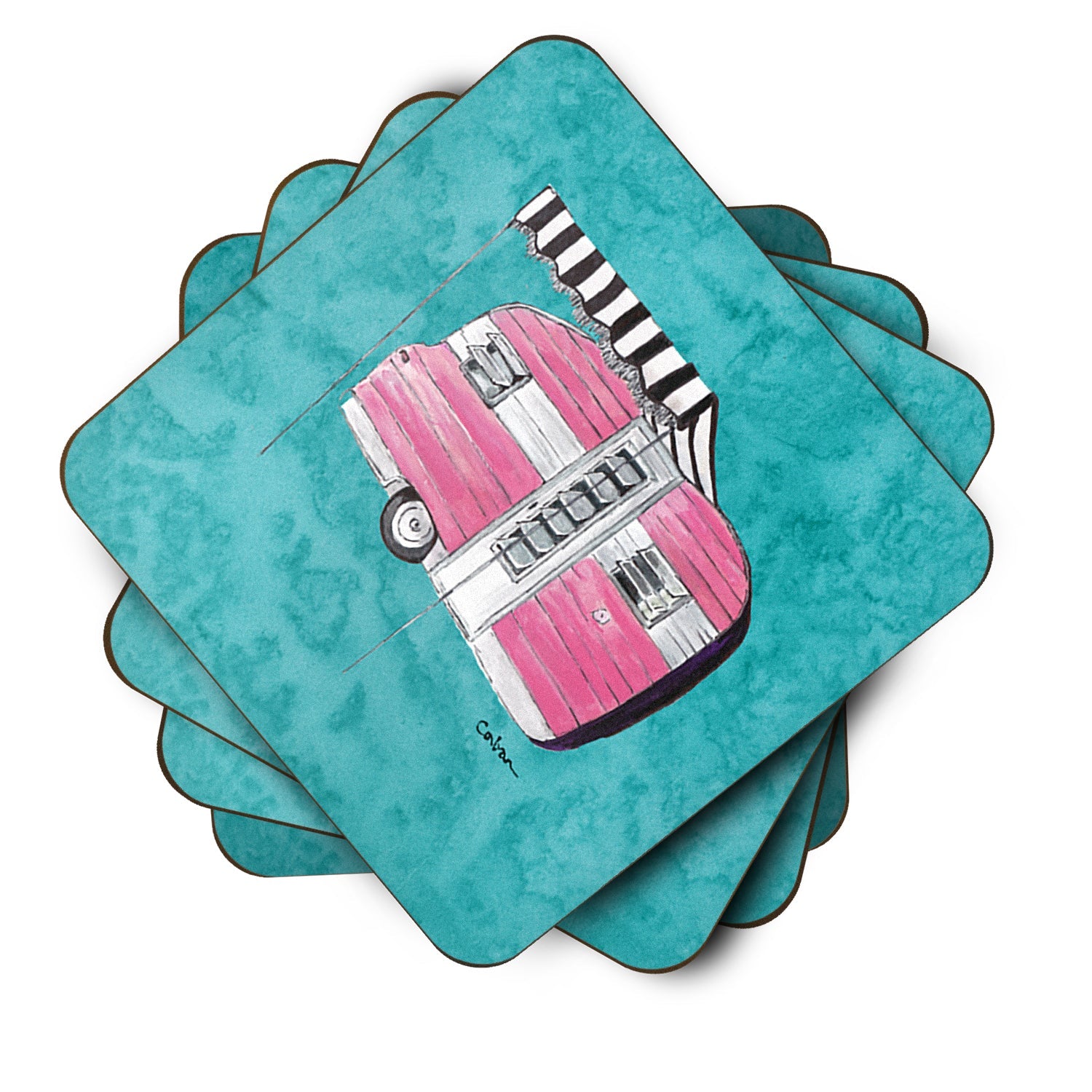 Welcome to the Trailer Foam Coasters Set of 4 Cup Coasters for Indoor Outdoor, Tabletop Protection, Anti Slip, Mouse pad Material