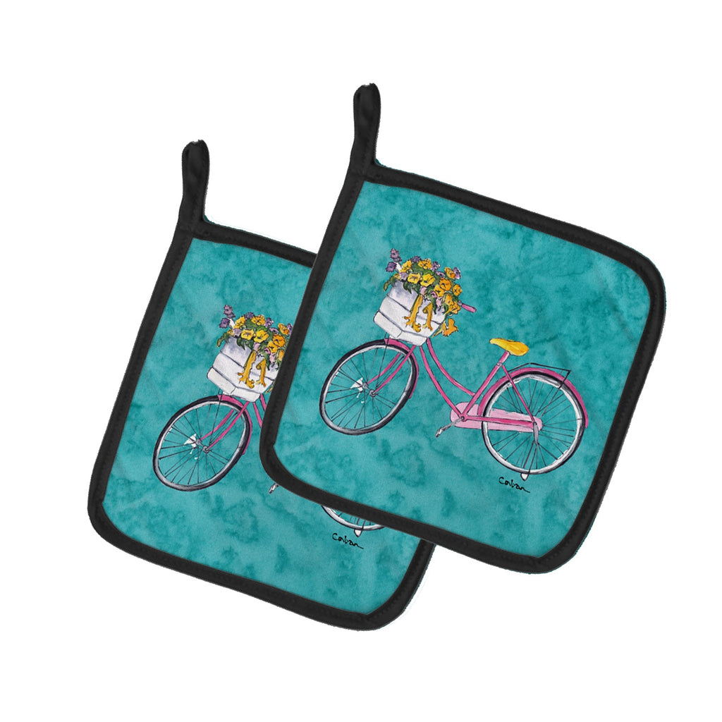 Welcome to the Trailer Pot Holder Set of 2 Heat Resistant Quilted Hot Pads 7.5 x 7.5 Inch, Insulated Kitchen Trivets for Cooking & Baking
