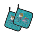 Welcome to the Trailer Pot Holder Set of 2 Heat Resistant Quilted Hot Pads 7.5 x 7.5 Inch, Insulated Kitchen Trivets for Cooking & Baking