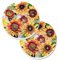 Sunflowers Set of 2 Cup Holder Car Coasters Absorbent Round Sandstone Coasters Gifts for Men or Women, 2.5, Multicolor