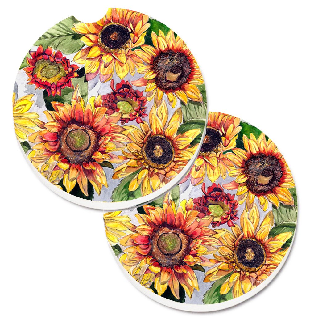 Sunflowers Set of 2 Cup Holder Car Coasters Absorbent Round Sandstone Coasters Gifts for Men or Women, 2.5, Multicolor