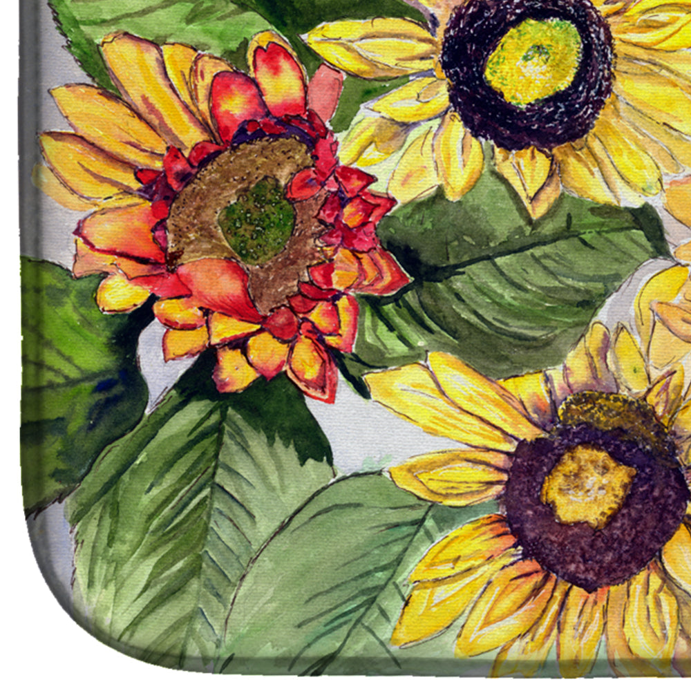 Sunflowers Dish Drying Mat Absorbent Dish Drying Mat Pad for Kitchen Counter Dish Drainer Mat for Countertop, 14 x 21", Multicolor