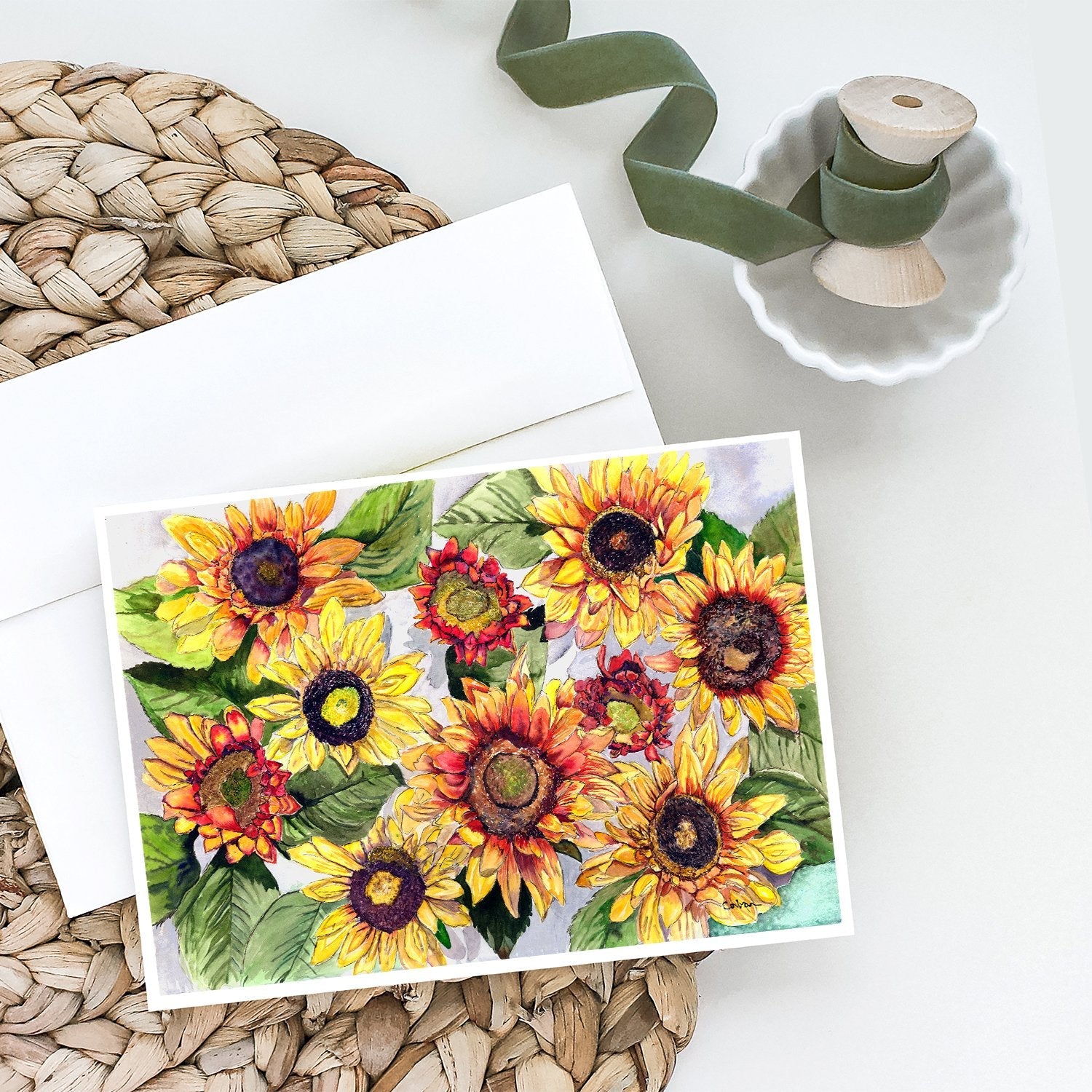 Sunflowers Greeting Cards Pack of 8 Blank Cards with Envelopes Whimsical A7 Size 5x7