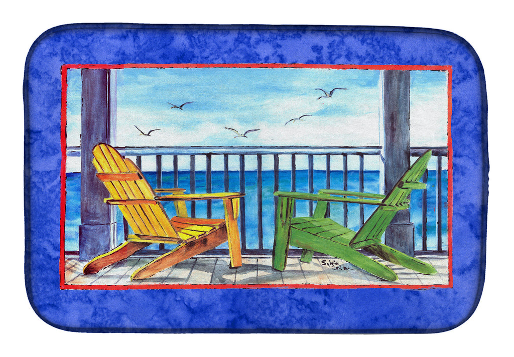 Adirondack Chairs Blue Dish Drying Mat Absorbent Dish Drying Mat Pad for Kitchen Counter Dish Drainer Mat for Countertop, 14 x 21", Multicolor