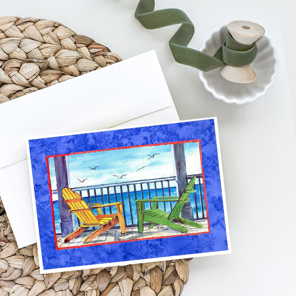 Adirondack Chairs Blue Greeting Cards Pack of 8 Blank Cards with Envelopes Whimsical A7 Size 5x7