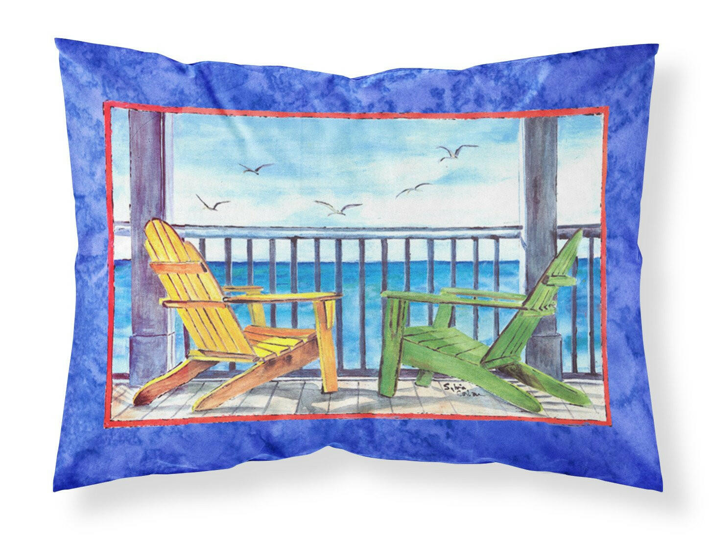 Adirondack Chairs Blue Standard Pillowcase Lightweight Super Soft Easy Care Decorative Artwork Pillowcase, Standard