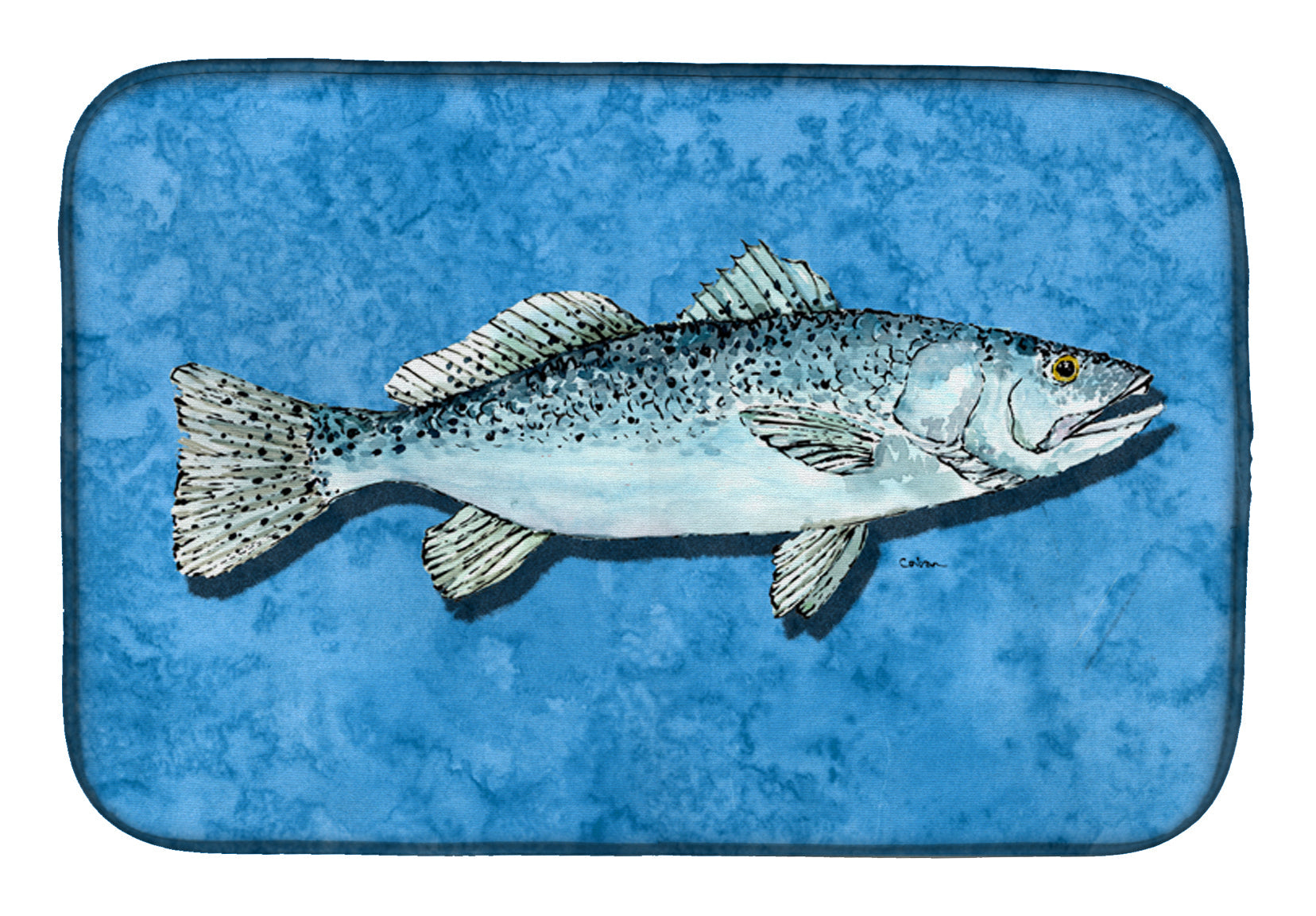 Fish - Trout Dish Drying Mat Absorbent Dish Drying Mat Pad for Kitchen Counter Dish Drainer Mat for Countertop, 14 x 21", Multicolor