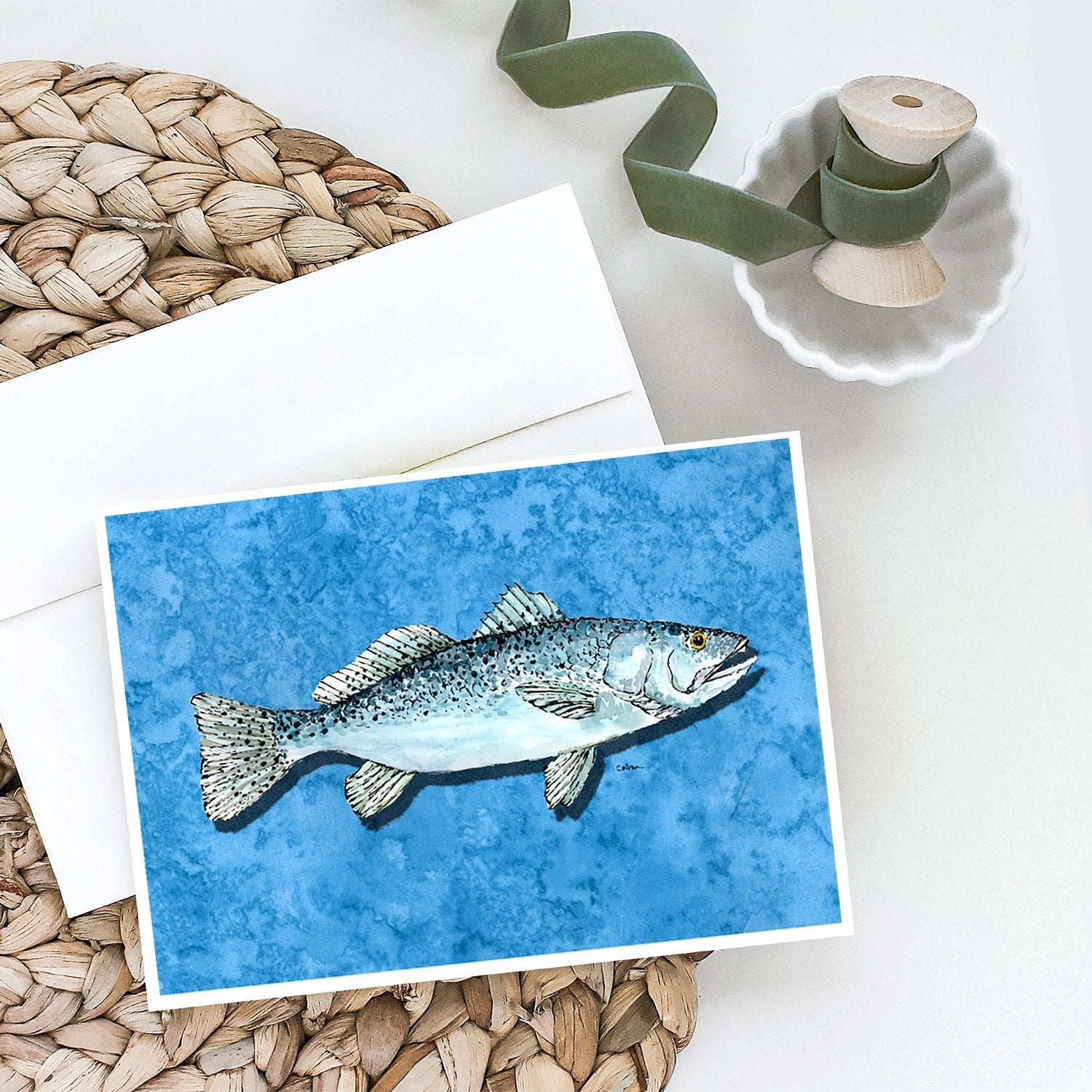 Fish - Trout Greeting Cards Pack of 8 Blank Cards with Envelopes Whimsical A7 Size 5x7