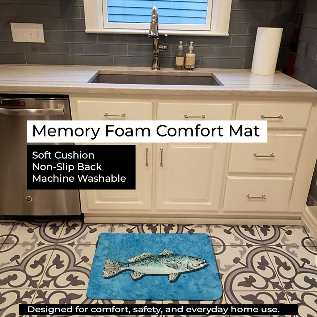 Fish - Trout Memory Foam Kitchen Mat Machine Washable Anti-Fatigue Cushion Comfort Bath or Kitchen Rug