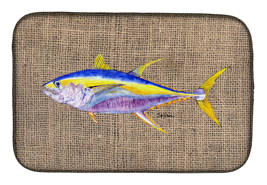 Fish - Tuna Dish Drying Mat Absorbent Dish Drying Mat Pad for Kitchen Counter Dish Drainer Mat for Countertop, 14 x 21", Multicolor
