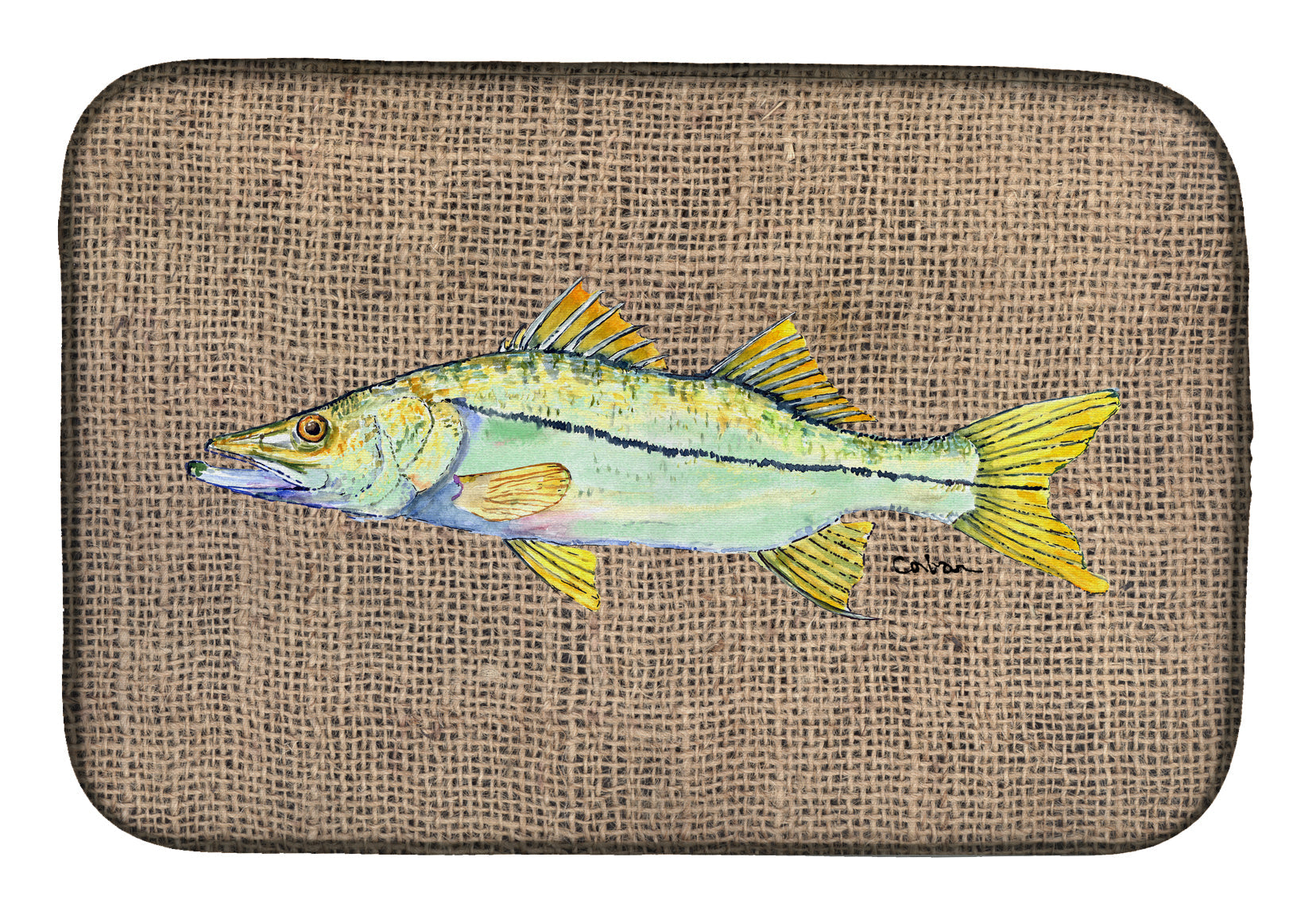 Fish - Snook Dish Drying Mat Absorbent Dish Drying Mat Pad for Kitchen Counter Dish Drainer Mat for Countertop, 14 x 21", Multicolor