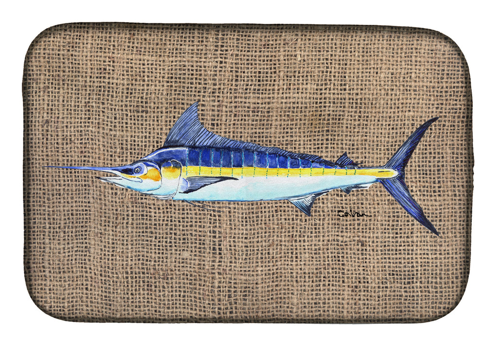 Fish - Marlin Dish Drying Mat Absorbent Dish Drying Mat Pad for Kitchen Counter Dish Drainer Mat for Countertop, 14 x 21", Multicolor