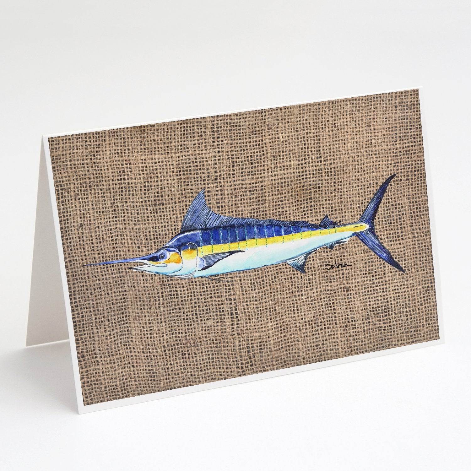 Fish - Marlin Greeting Cards Pack of 8 Blank Cards with Envelopes Whimsical A7 Size 5x7
