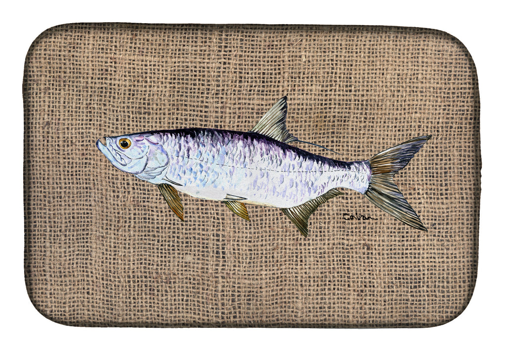 Fish - Tarpon Dish Drying Mat Absorbent Dish Drying Mat Pad for Kitchen Counter Dish Drainer Mat for Countertop, 14 x 21", Multicolor