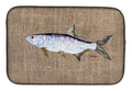 Fish - Tarpon Dish Drying Mat Absorbent Dish Drying Mat Pad for Kitchen Counter Dish Drainer Mat for Countertop, 14 x 21", Multicolor