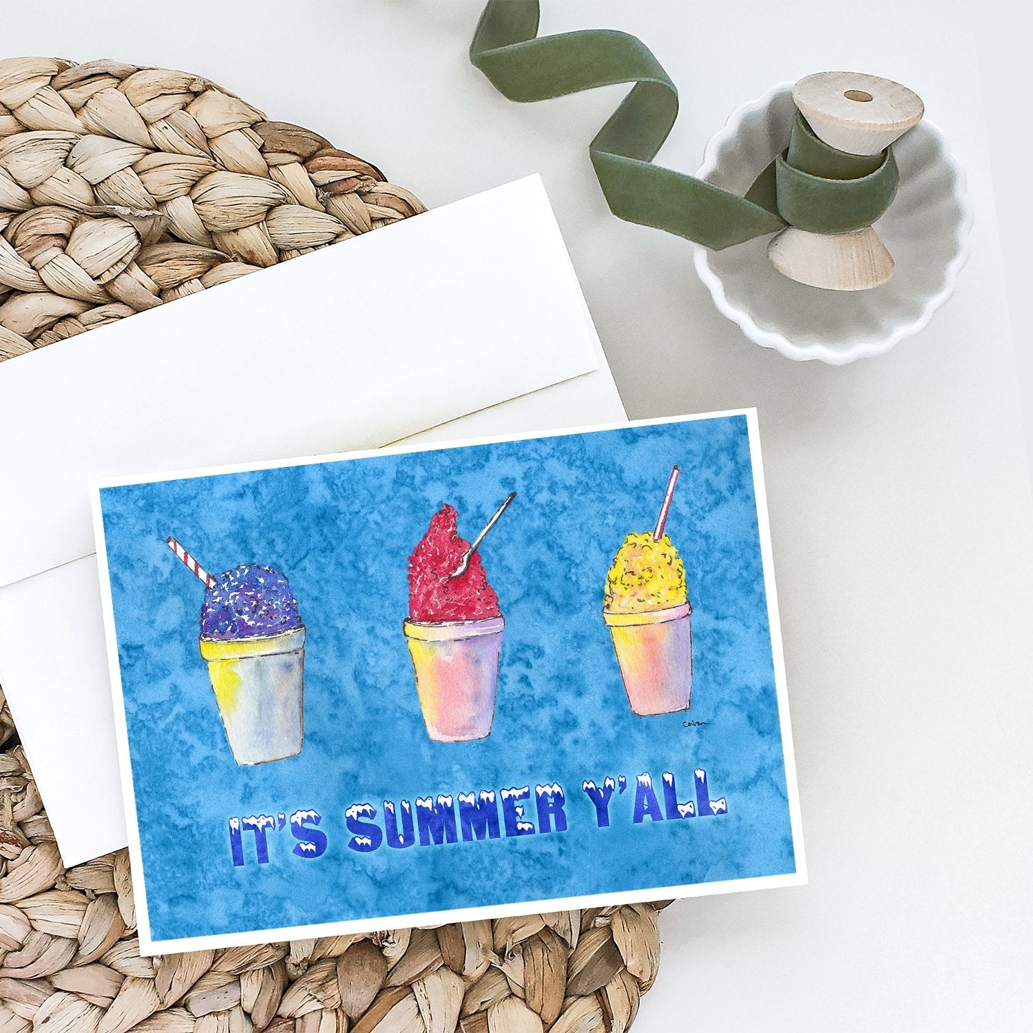 Snowballs and Snowcones Greeting Cards Pack of 8 Blank Cards with Envelopes Whimsical A7 Size 5x7