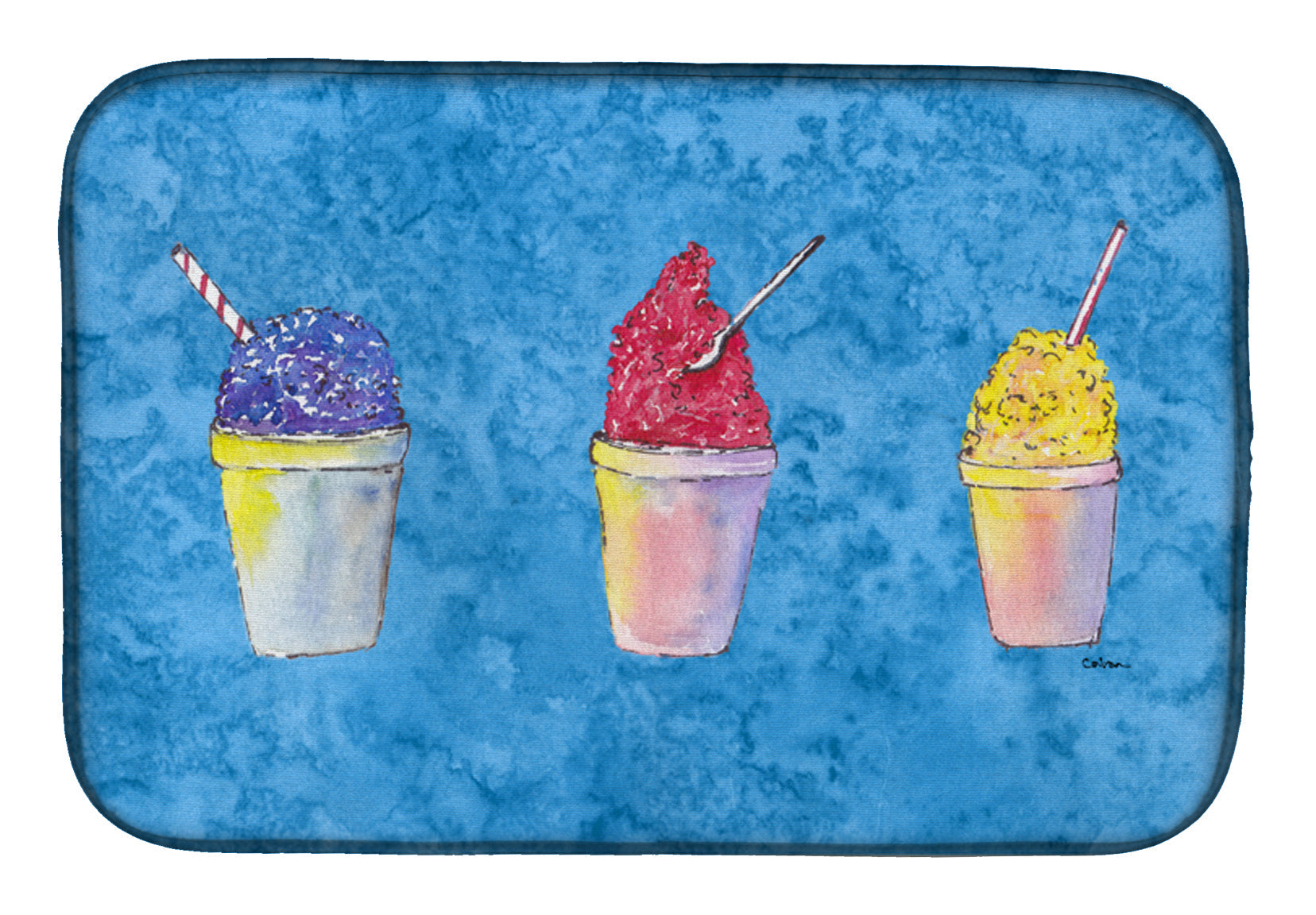 Snowballs and Snowcones Dish Drying Mat Absorbent Dish Drying Mat Pad for Kitchen Counter Dish Drainer Mat for Countertop, 14 x 21", Multicolor