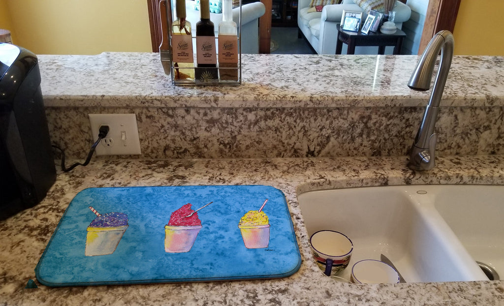 Snowballs and Snowcones Dish Drying Mat Absorbent Dish Drying Mat Pad for Kitchen Counter Dish Drainer Mat for Countertop, 14 x 21", Multicolor