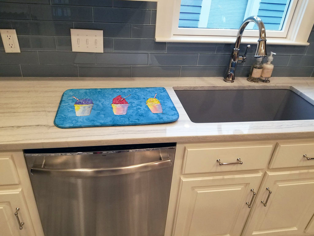 Snowballs and Snowcones Dish Drying Mat Absorbent Dish Drying Mat Pad for Kitchen Counter Dish Drainer Mat for Countertop, 14 x 21", Multicolor