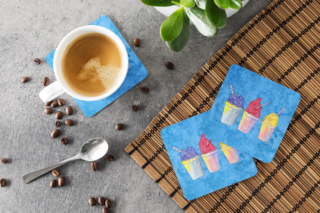 Snowballs and Snowcones Foam Coasters Set of 4 Cup Coasters for Indoor Outdoor, Tabletop Protection, Anti Slip, Mouse pad Material